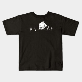 Sailing ship Heartbeat old sailing ship Lifeline Kids T-Shirt